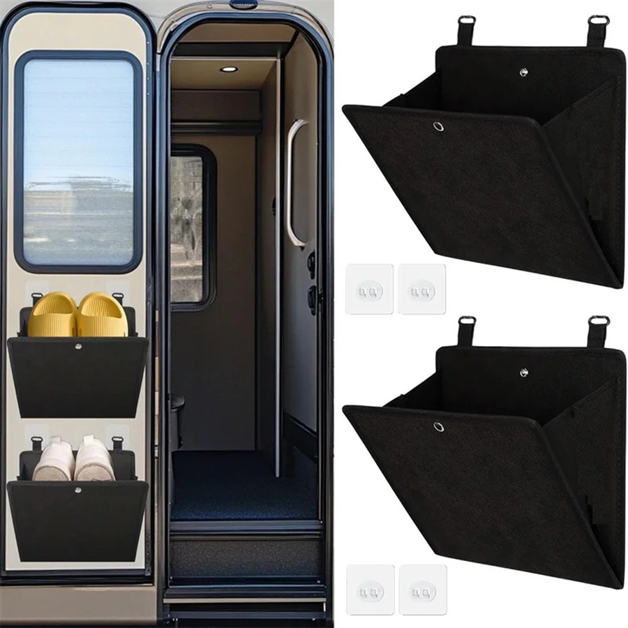 Organisateur de rangement mural pour étagère à chaussures RV, aucun perçage requis, étagère de rangement polyvalente pour camping-car et caravanes derrière la conception de porte